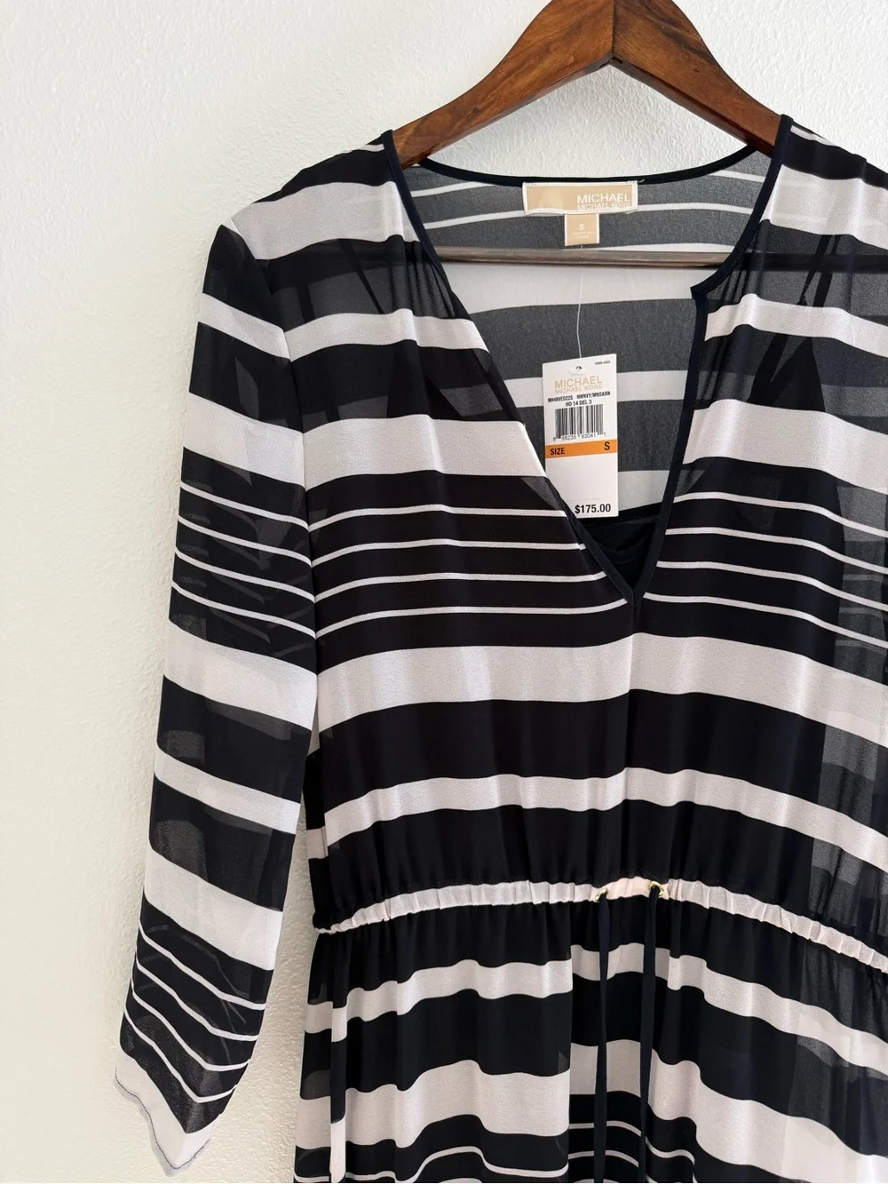 MICHAEL Michael Kors Striped V-Neck Chiffon Maxi Dress Size Small NWT